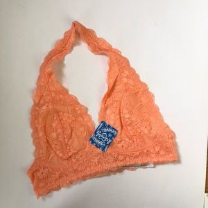 Free People Galloon Orange Lace Halter Bra Sm